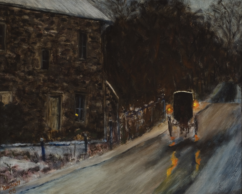 Amish Carriage - 16 in x 20 in - Oil on Panel - 2005 - Private Collection of Randy and Gerry Cantwell